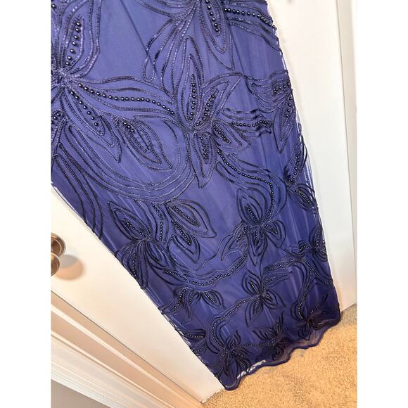 JS Collections Women's Pearl Beaded Soutache Column Gown Formal Blue Size 10 - Picture 7 of 16